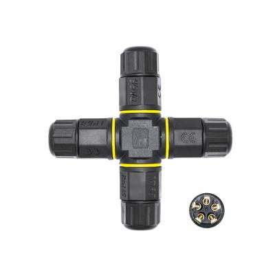 China Waterproof IP68 Waterproof Power Cable Connector And 4 Way 5 Pin Connector Box for sale