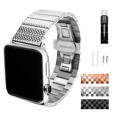 China Luxury Stainless Steel Strap For Apple Watch Band Series 4 3 2 1 Butterfly Buckle Strap For Samsung Millet for sale