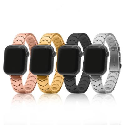 China Waterproof Stainless Steel Metal Apple Watches iWatch 7 Strap For Smart Watch Band 41mm Strap 45mm Dual Button New 304 Cla for sale