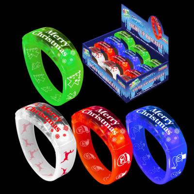 China 2022 TRENDY Christmas Party Flashing Glow in the Dark Wristband Custom Personalized Flash Control Acrylic Light Led Wristband for sale