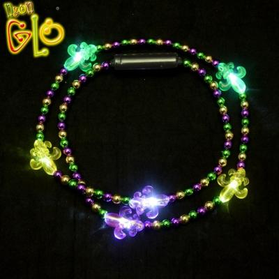 China Festival China Factory LED Battery Operated Mardi Gras Beads Necklace for sale