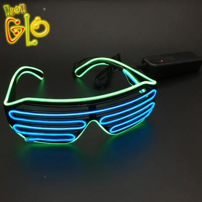 China EL Sunglasses With Soft Light Colors Double Pane Light Up EL Sunglasses For Rave Party for sale