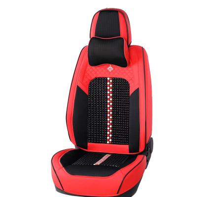 China Comfortable Universal Leather With Wooden Beads Car Seat Covers Full Set Luxury PU/PVC Car Interior Custom Seat Covers for sale