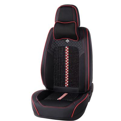 China Comfortable Universal Leather With Wooden Beads Car Seat Covers Full Set Luxury PU/PVC Car Interior Custom Seat Covers for sale