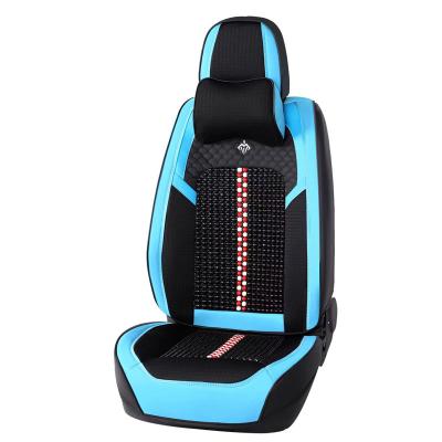 China Full Set Comfortable Luxury Automotive Interior Universal Leather With Beads Custom Car Seat Covers PU/PVC Wood Car Seat Covers for sale