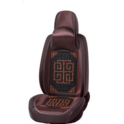 China Beads Health Care Innovation Easy Clean Leather Hand-stitched Wooden Universal Car Full Set Car Seat Covers for sale