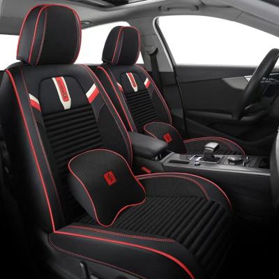 China Comforable Universal Canvas Leather Car Seat Covers Full Set Luxury Automotive Interior Custom Breathable Car Seat Covers for sale