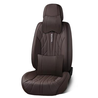 China Durable waterproof suitable for five-seater cars Leather/PU custom waterproof luxury leather for seasons design car seat covers for sale