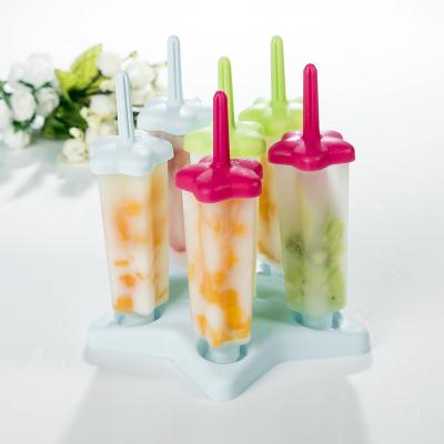 China 6 Star Shape Popsicle Mold Plastic Ice Cream Stick Tray Eco-friendly Sustainable Set for sale