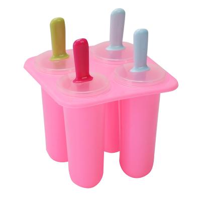 China Sustainable 4 Pieces Silicone Popsicle Molds Ice Pop Molds Reusable Ice Pop Maker for sale