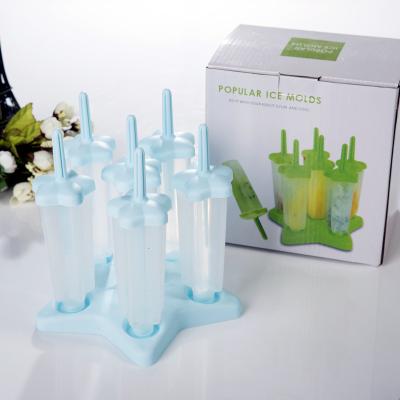 China 6 Star Shape Popsicle Mold Plastic Ice Cream Stick Tray Eco-friendly Sustainable Set for sale