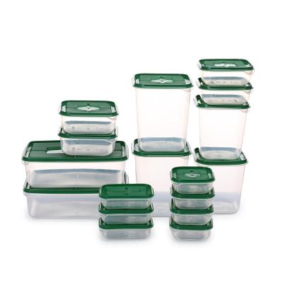 China Wholesale Storage Box Food Grade Plastic Storage Container 17 Pcs Plastic Storage Food Crisper pp with Cover for sale