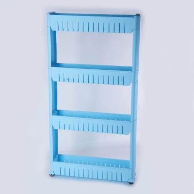 China 4 Layers Sustainable Folding Bath Kitchen Laundry Storage Organizer Shelf Kitchen Freezer Rack Removable Plastic Store Shelf for sale