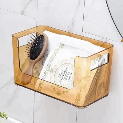 China Viable Plastic Wall Mounted Acrylic Storage Box With Cupule Mask Storage Box Makeup Box Cosmetic Organizer for sale