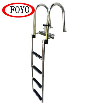 China Used in Construction 4 Step Stainless Steel Leisure FOYO Boat Boat Folding Pool Ladder Telescoping Boat Ladders for Marine for sale