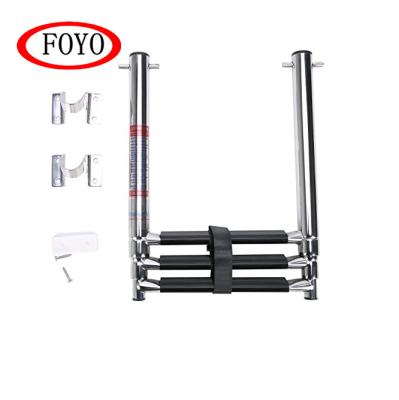 China Step 3 Marine Ship Leisure Foyo Hot Sale Boat Accessories Stainless Steel Marine Under Deck Ladder Folding Ladder for Boat and Kayak for sale