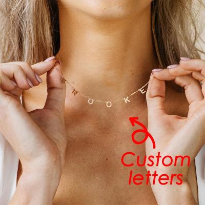 China TRENDY Name Necklace Customized by Ringcal Personalized Nameplate Gold Letter Name Tag Necklace Chain 2022 Stainless Steel Jewelry Engrave for sale