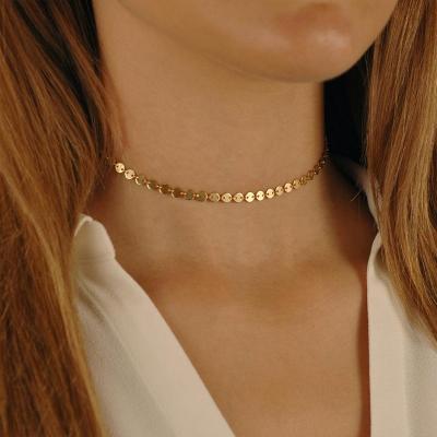 China New Stainless Steel FASHION Choker Gold Ringcal Punk Necklace For Women Party Sequin Necklace Chain Jewelry Gifts for sale