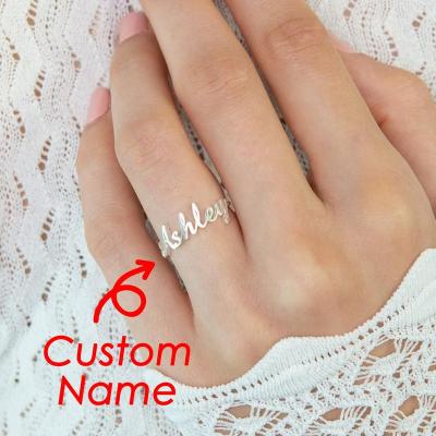 China Manufacturer Adjustable Ring For Men Custom Name Ring Stainless Steel Trendy 14k Gold Plated Jewelry Couple Ringcal for sale