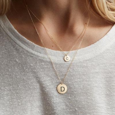 China Ringcal TRENDY Engrave Initials Alphabets Letter Coin Necklace Women Gold Choker Necklace Classic Stainless Steel Women Necklace Jewelry for sale