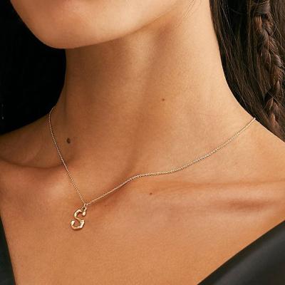 China Ringcal a-z26 TRENDY Initial Letter Pendant Necklace for Women Stainless Steel Trendy Bamboo Necklace Elegant Gold Chain Jewelry for sale