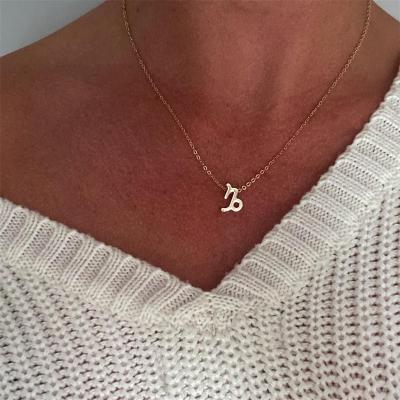 China FASHIONABLE Silver Zodiac Signs Stainless Steel Gold Ringcal Sign Pendant Necklace For Women Astrology Charms Necklace for sale