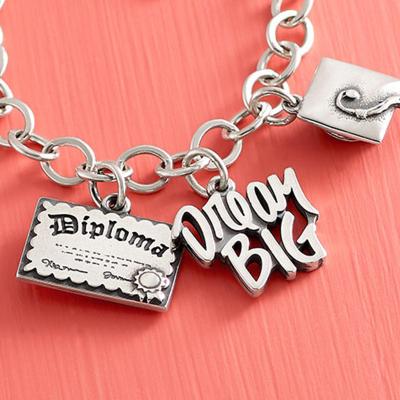 China CLASSIC Initial Antique Silver Bag School Ringcal Hat Student Doctorial Book DIY Season Charm For Bracelet Necklace DIY Jewelry Making for sale