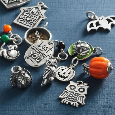 China Ringcal DIY CLASSIC Initial Antique Silver Charms Halloween Theme Ghost Bat Pumpkin Specter For Bracelet Necklace Anklet Chain Jewelry Making for sale