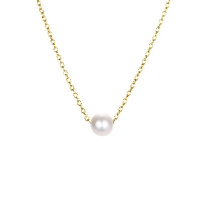 China 2021 Cute Elegant Pearl Necklace Necklace Minimalist Thin Jewelry 14K Gold Plated Stainless Steel Chain Cute Necklace For Women for sale