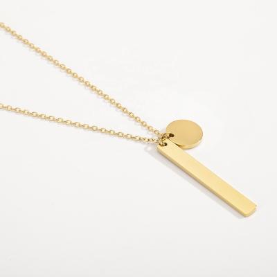 China CLASSIC Sublimation Necklace Blanks Initial Custom Jewelry Minimalist 14k Gold Necklace Bar Nameplate Coin Pendant Wholesale Designer for sale