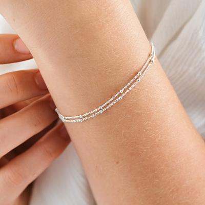 China CLASSIC Stainless Steel Ball Chain Bracelet Link Chain Bracelets Multilayer Mini Initial 14K Gold Beadsed Jewelry For Women for sale