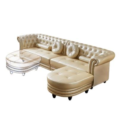 China Light Luxury Corner Furniture Art Small Leather Combination European Style Convertible And American Apartment Middle Living Room Sofa for sale