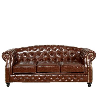 China European Retro Sofa Living Room Cafe Bar American Leather Convertible Industrial Style Office Leather Sofa for sale