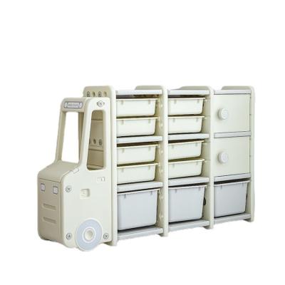 China Modern Kids Toy Storage Rack Organizer With Large Capacity Bookshelf Cartoon Storage Furniture Kids Storage Furniture for sale