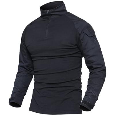 China Outdoor Mens Military Uniform Anti-Static Tactical Zipper Long Sleeve T-Shirt Slim Fit for sale