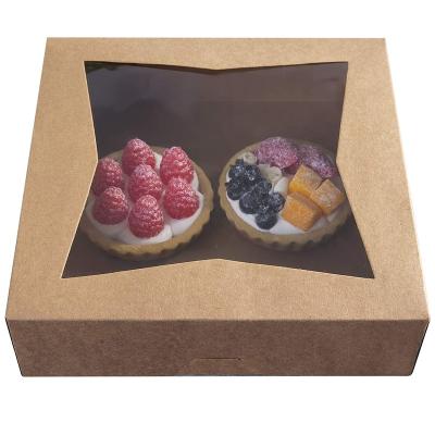 China Recycled Materials Brown Baking Packaging Box With Small Windows High Quality Dessert Cookie Box With Factory Price Box for sale