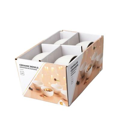 China Recycled Materials Custom Logo Printed Mailer Boxes Bowl Kraft Paper Box For Glass Ceramic Bowl Cup With Sponge Insert for sale