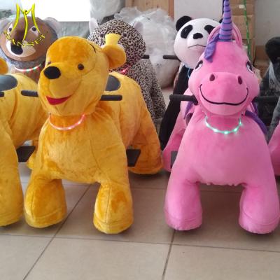 China Hansel vivid animal rides amusement plush soft kids unicorn motorized plush animal for sale