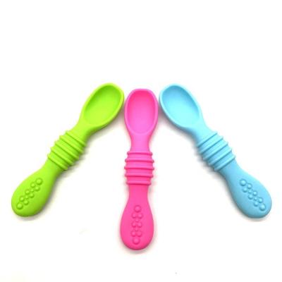 China BPA Free Bpa Free Color Changing Babyske Silicone Baby Spoon For Training Infant Infant Baby Feeding Spoon for sale