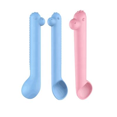 China BPA Free Hot Sale Safety Amazon Baby 100% Non-Toxic Silicone Spoon For Training for sale