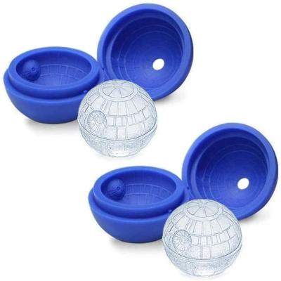 China Viable Ice Cube Tray Ball Maker Big Silicone Mold Sphere Whiskey Round Mold Diy Silicone 4 Hole Ice Hockey for sale