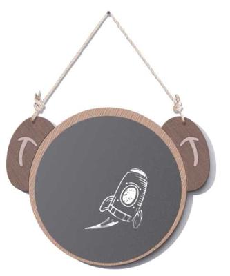 China Cute Lovely Monkey Shape Wooden Chalkboard Children's Home Decoration Wall-Hung With Hemp-Rope for sale