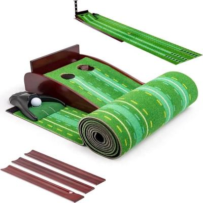 China Golf putting practice golf games Practice Mat golf trainer Putting Mat Indoor Office Golf Putting Mat Track practice With Ball Return for sale