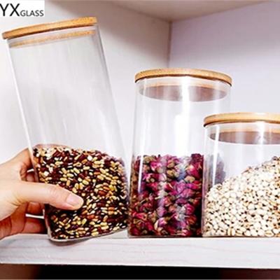 China Viable Cheap Storage Glass Jar With Bamboo Lid for sale