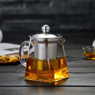 China Clear teapot in hot glass viable sales with the stainless steel cover for sale