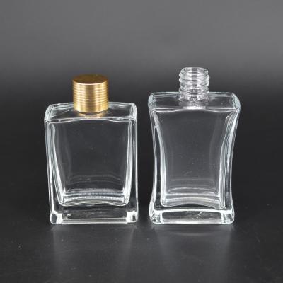 China Personal Care 50ml Empty Square Glass Perfume Bottles With Screw Neck Spray Pump for sale