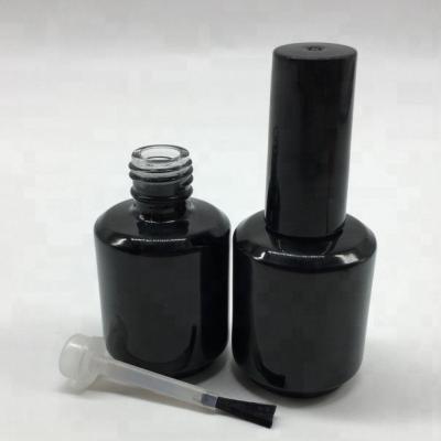 China Personal Care High End Black Clear Round 5ml 8ml 15ml Nail Polish Glass Bottles With Screw Cap And Brush for sale