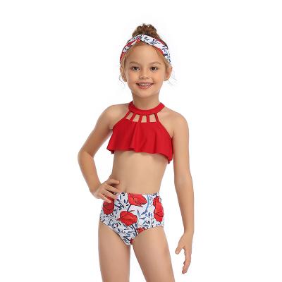 China Girls' Bikini Set Crop Ruffle Two Piece Swimsuits Kids Stiffer Swimsuits Anti-UV for sale