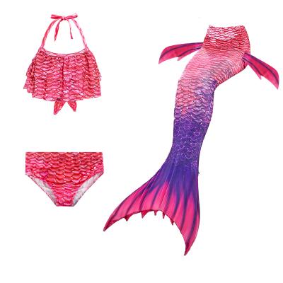 China 3PCS/Sets Kids Bikini Mermaid Tail Swimwear Anti-UV Gradient Color Mermaid Tail Bikini Swimwear For Girl for sale