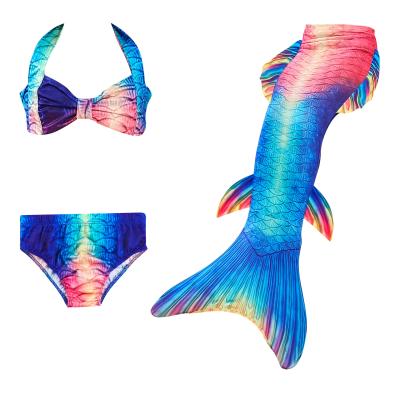 China 3PC Mermaid Girls Princess Swimsuit Swimwear Kids Anti-UV Mermaid Tail For Swimming for sale